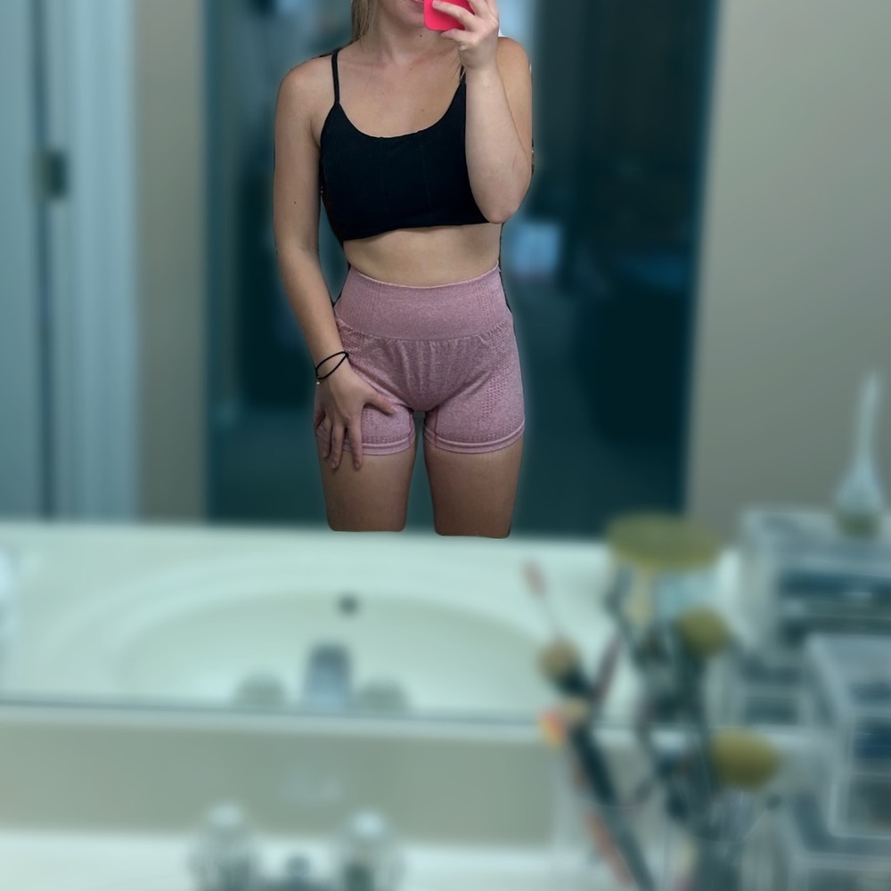 Only worn a few times pink spandex workout shorts! Size S.
